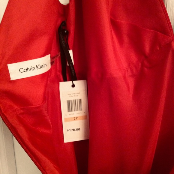 NWT CALVIN KLEIN Red Silky Dress - Picture 3 of 8